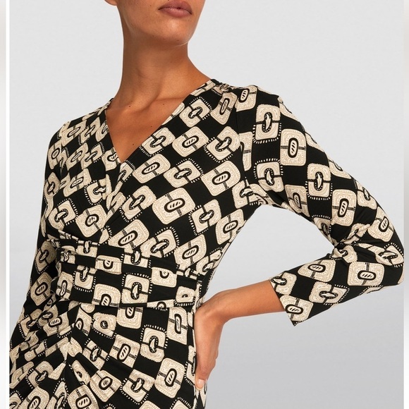 DVF Diane Von Furstenberg Timmy Midi Dress Chain Geometric Print - Picture 14 of 14